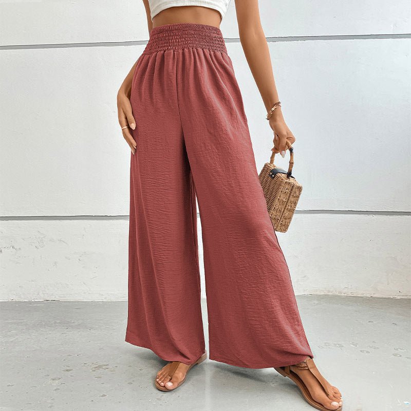 New casual solid color flared wide - leg pants - Bottoms